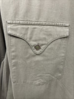 New Men’s White Horse Green Long Sleeve Square Pearl Snap 3XL E-63