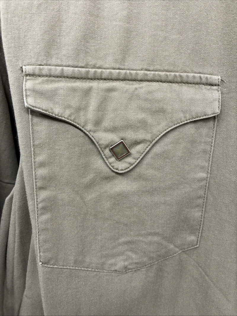 New Men’s White Horse Green Long Sleeve Square Pearl Snap 3XL E-63