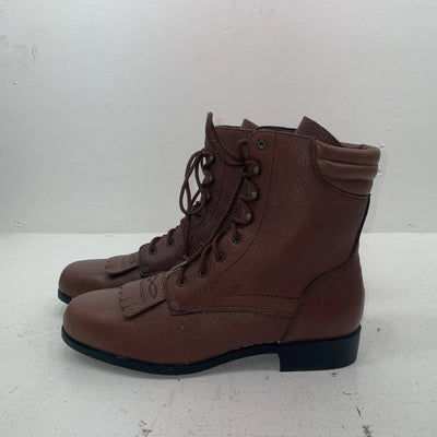 New Women’s Brown Lace Up Acme Cowboy Boots. 00852 10 M. 17-124