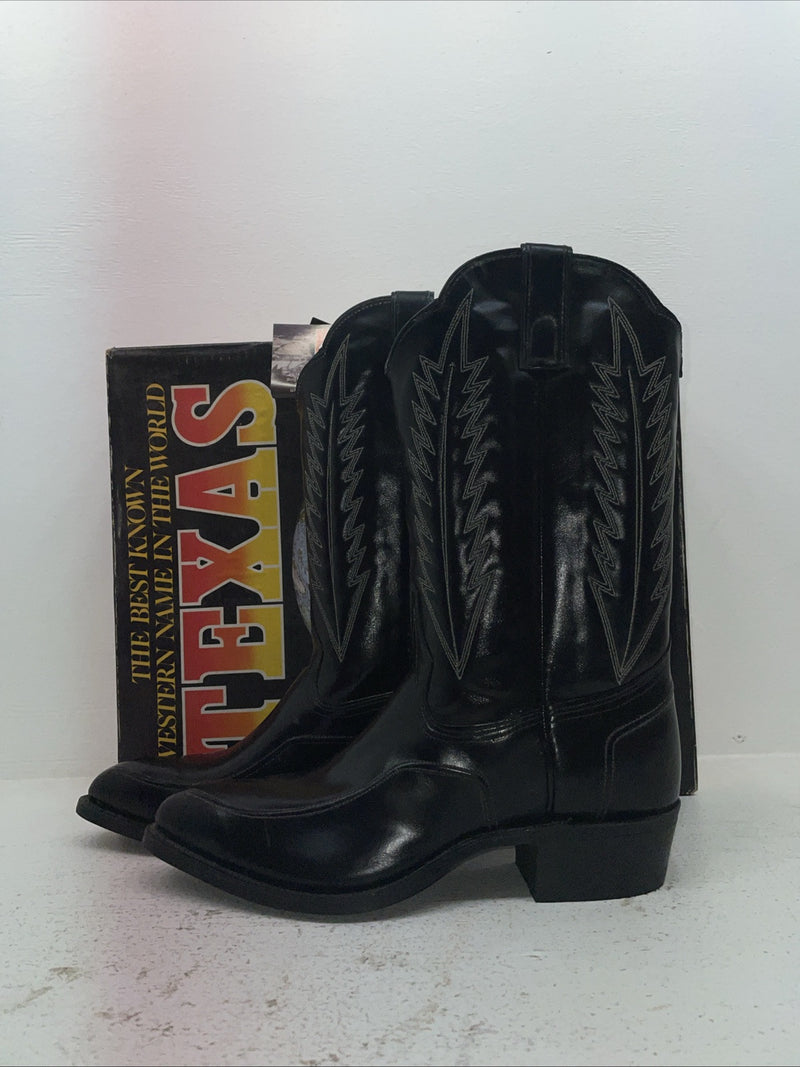 New Men’s Black Texas Brand Cowboy Boots 5030 10.5 10 1/2 D. 7-105