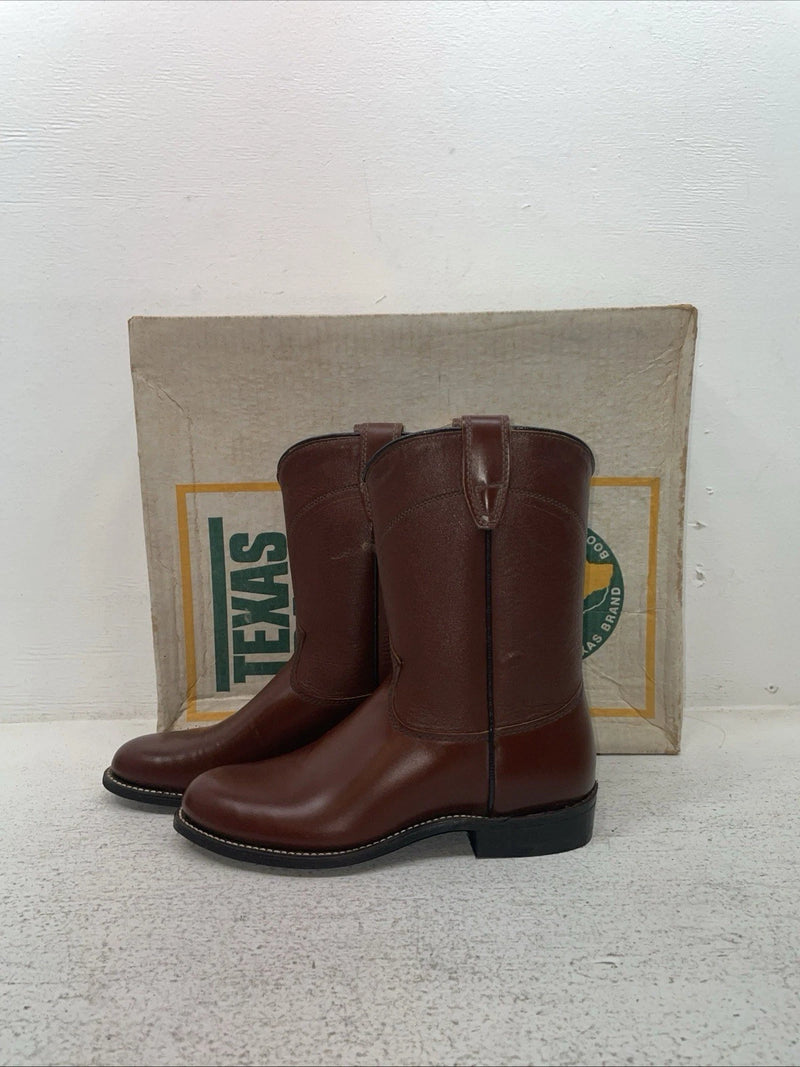 New Youth Brown Texas Brand Cowboy Boots. 3202 4 D. 22-121