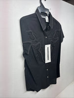 New Women’s Panhandle Slim Black Short Sleeve Pearl Snap Medium KK-106