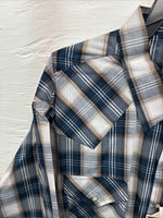New Men’s ELY Cattleman Blue Tan Flannel Short Sleeve Pearl Snap 4XL E-68