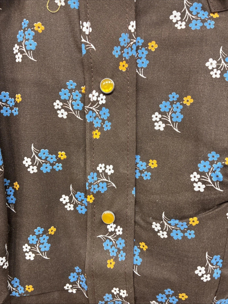 New Women’s Tem Tex Brown Floral Long Sleeve Pearl Snap Size 30 DD-85