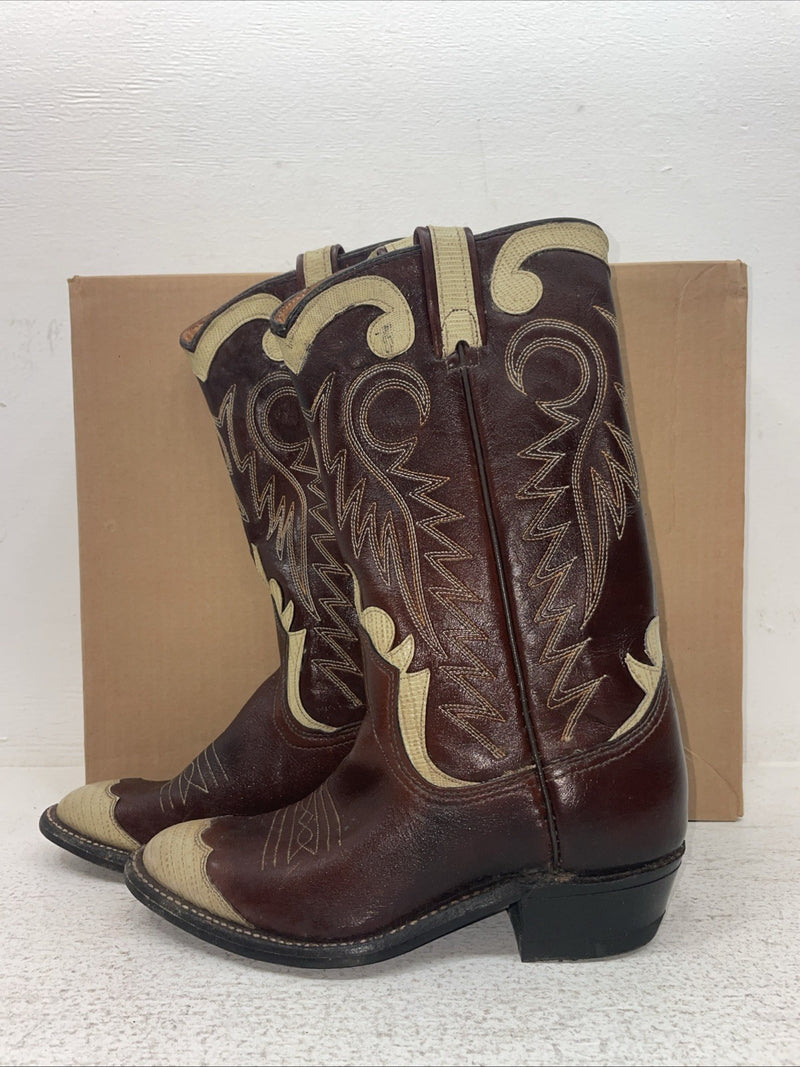 New Youth Brown Texas Brand Cowboy Boots. B 196 5 M. 2-113
