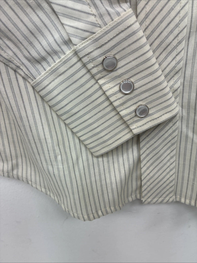 New Kids White Horse Yellow Stripe Long Sleeve Pearl Snap Large DD-62