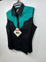 New Women’s Cumberland Blue Black Sleeveless Peals Snap Size Large TT-83