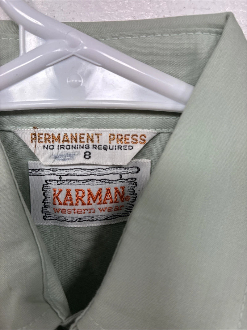 New Women’s Karman Green Long Sleeve Pearl Snap Size 8 YY-23