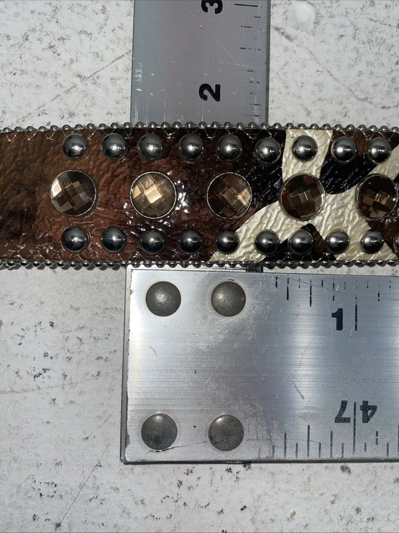 New Cow Print Genuine Leather Blazin Roxx Bling S Belt #N3510602 Z-28