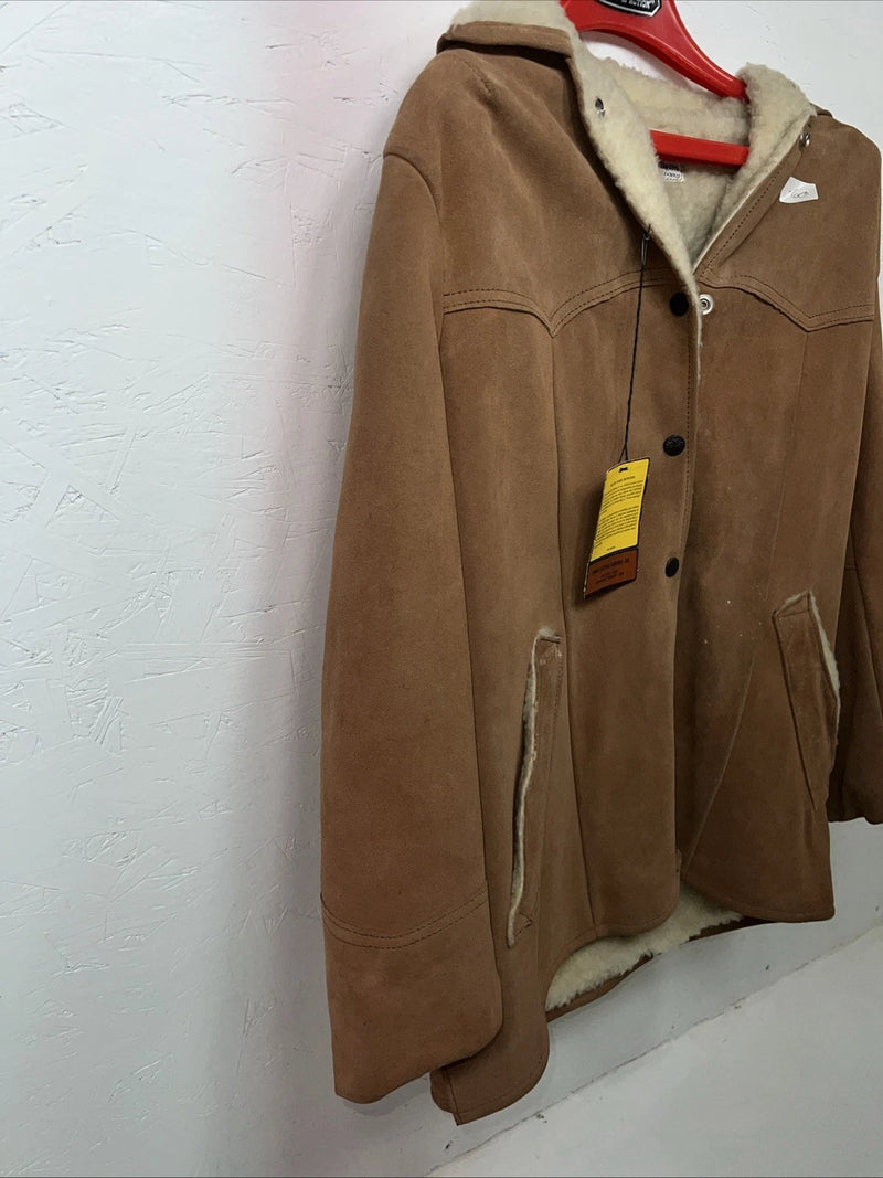New Women’s Brown SIMCO Leather Wool Coat 12 #6295 UU-7