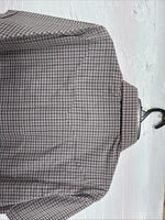 New Men’s White Horse brown Plaid Short Sleeve Pearl Snap Large CC-34