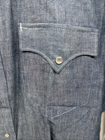 New Men’s Champion Westerns Blue Jean Design Long Sleeve Pearl Snap Medium O-34