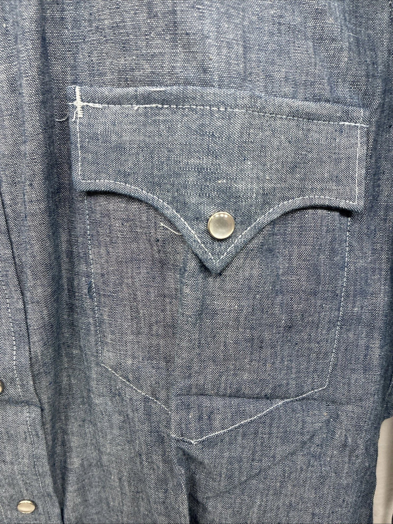 New Men’s Champion Westerns Blue Jean Design Long Sleeve Pearl Snap Medium O-34