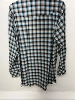 New Men’s Blue Black Plaid White House Long Sleeve Pearl Snap Shirt. Large P-46