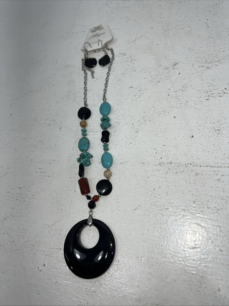 New Women’s Allegro Multicolor Beaded Necklace With Earrings. Lead Free A-89 