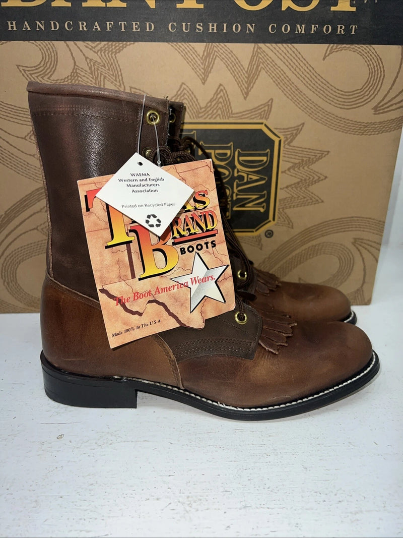 New Women’s Brown Lace Up Dan Post Cowboy Boots. 6.5 6 1/2 M. 19-52