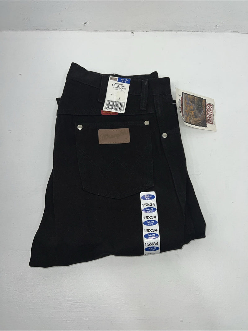 New Women’s Black Wrangler Cowboy Cut Slim Fit Denim Jeans. 15x34 J-19