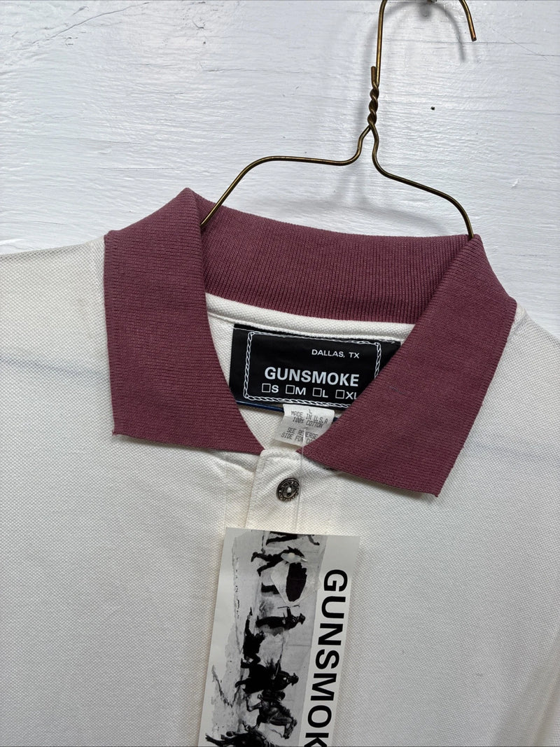 New Men’s GunSmoke White Red Short Sleeve Polo XL E-58
