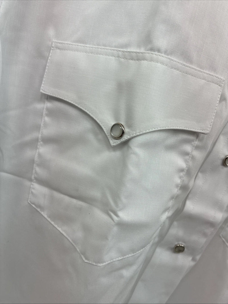 New Men’s Mesquite White Western Long Sleeve Pearl Snap 17.5 X 37 XL R-76