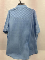 New Men’s ELY Cattleman Blue Short Sleeve Pearl Snap 3XL E-37