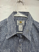 New Men’s Dickson Jenkins Blue White Stripe Long Sleeve Pearl Snap Medium T-90