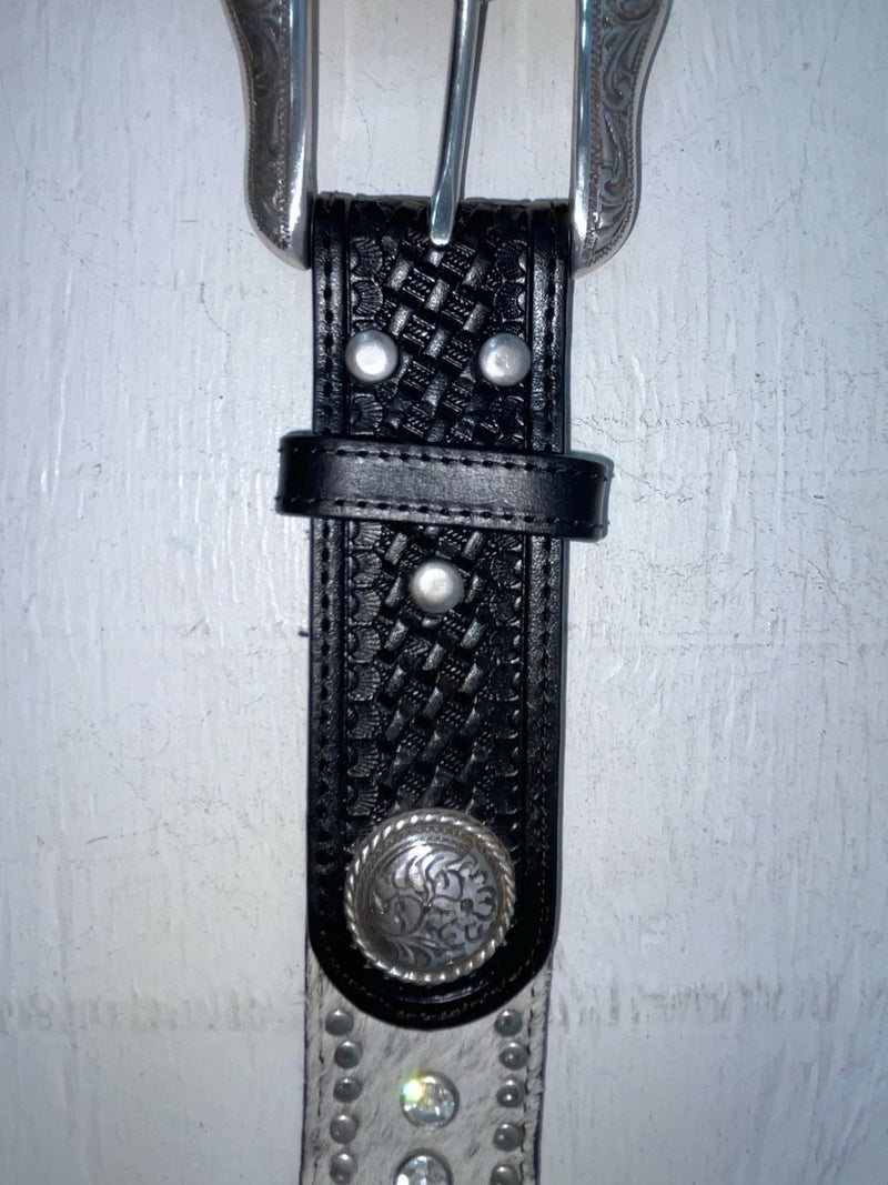 New Black Genuine Leather Nocona Bling And Tooled 28” Belt #N2463401 NN-32
