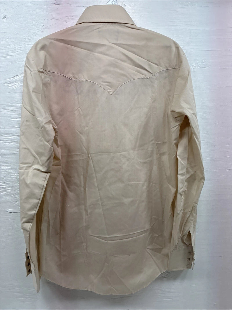 New Men’s Champion Western Tan Design Long Sleeve Pearl Snap Medium J-77