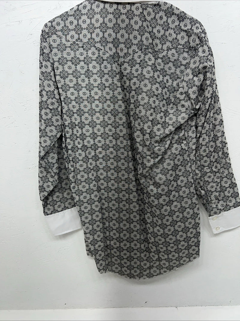 New Men’s Gray Mr.nick Button Up Long Sleeve Shirt 15.5x32 M I-57