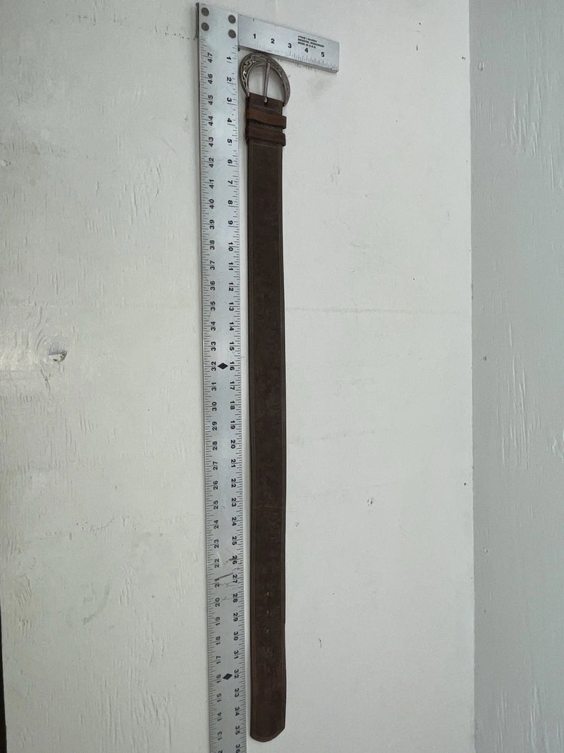 New Brown Genuine Leather Tooled 28” Belt #8090 JJ-40