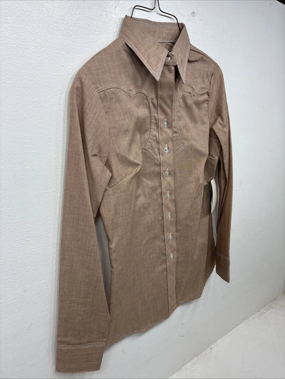 New Women’s Panhandle Slim Brown Long Sleeve Button Up Size 30 KK-68