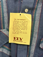 New Men’s ELY Cattleman Purple Stripe Western Long Sleeve Pearl Snap XL R-56