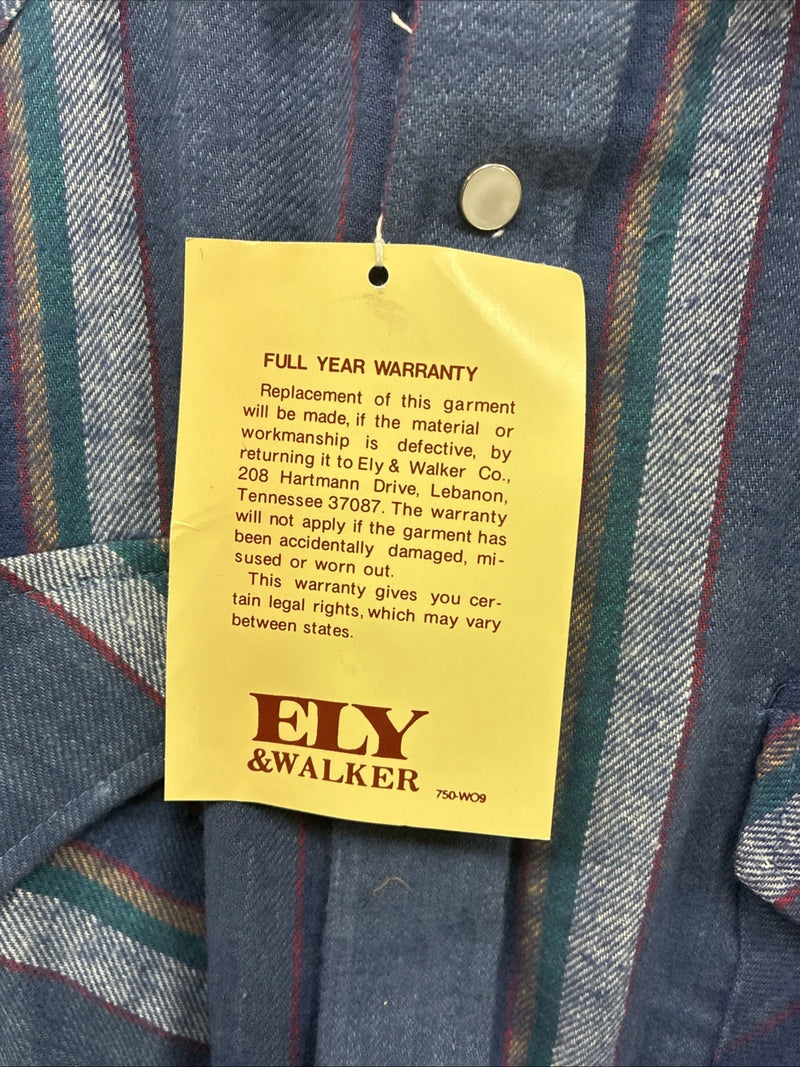 New Men’s ELY Cattleman Purple Stripe Western Long Sleeve Pearl Snap XL R-56
