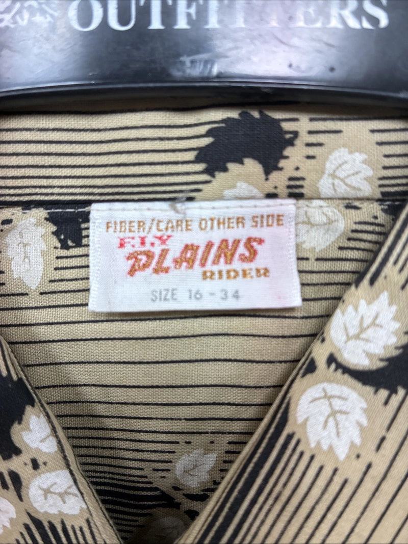 New Men’s ELY Plains Multicolor Leaf Design Long Sleeve Pearl Snap 16 Large Q-56