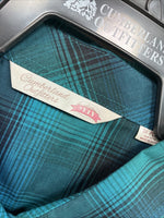 New Women’s Cumberland Blue Plaid Long Sleeve Pearl Snap 3XL Plus DD-15