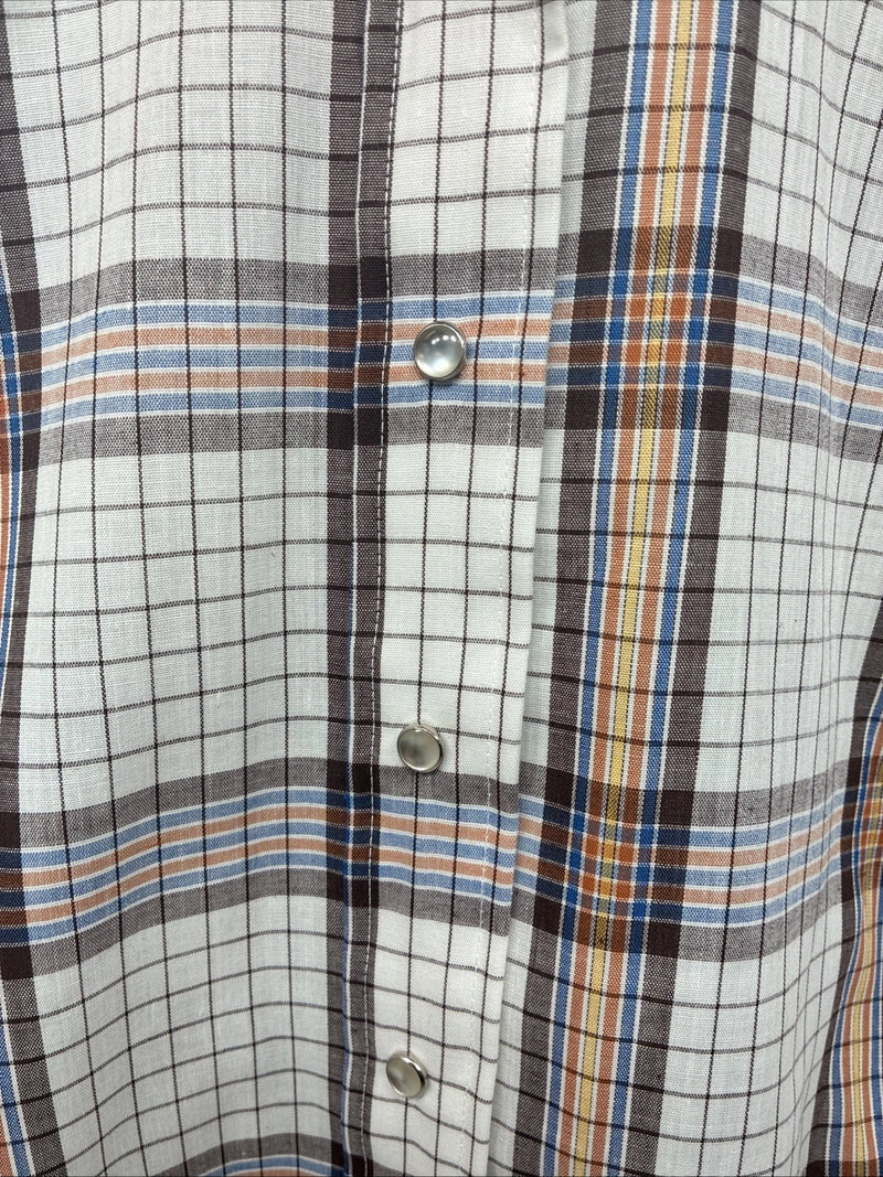 New Women’s Panhandle Slim Brown Plaid Long Sleeve Pearl Snap 8/30 GG-6