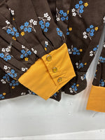 New Women’s Tem Tex Brown Floral Long Sleeve Pearl Snap Size 30 DD-85
