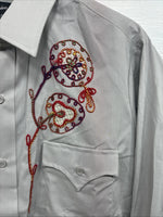 New Men’s Champion Westerns Gray Embroidered Long Sleeve Pearl Snap Large Q-101