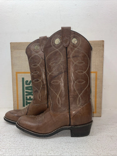 New Kids Brown Texas Brand Cowboy Boots. C 191 1 B. 23-84