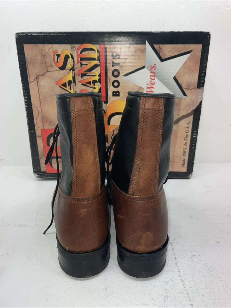 New Men’s Brown Lace Up Texas Brand Cowboy Boots. 8760 10 E E. 6-38