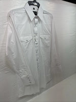 New men’s White Horse White Simple Long Sleeve Pearl Snap Medium K-33