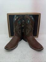 New Youth Brown DBL Barrel Cowboy Boots. 4476232 4.5 4 1/2. 2-101