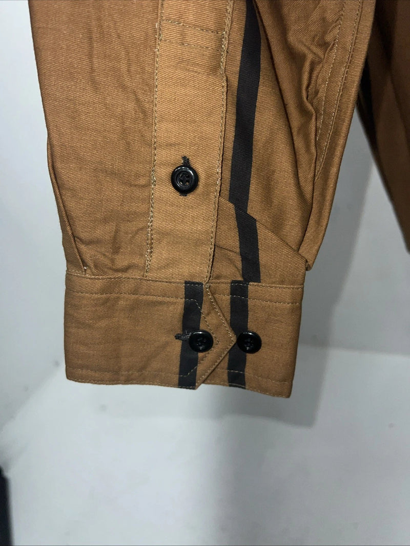 New Men’s Gray Brown Gunsmoke Button Up Long Sleeve Shirt Large P-39