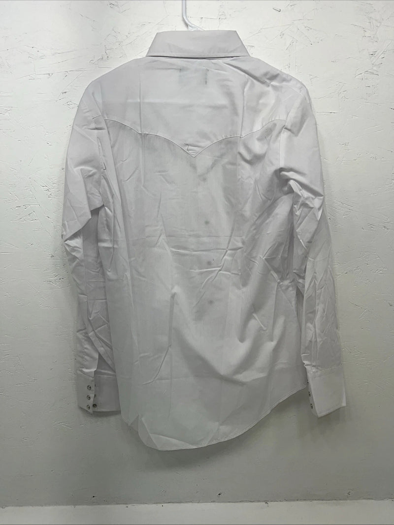New Men’s White Champion Western Long Shirt. 15.5 X 34 Medium Pearl Snap A-176