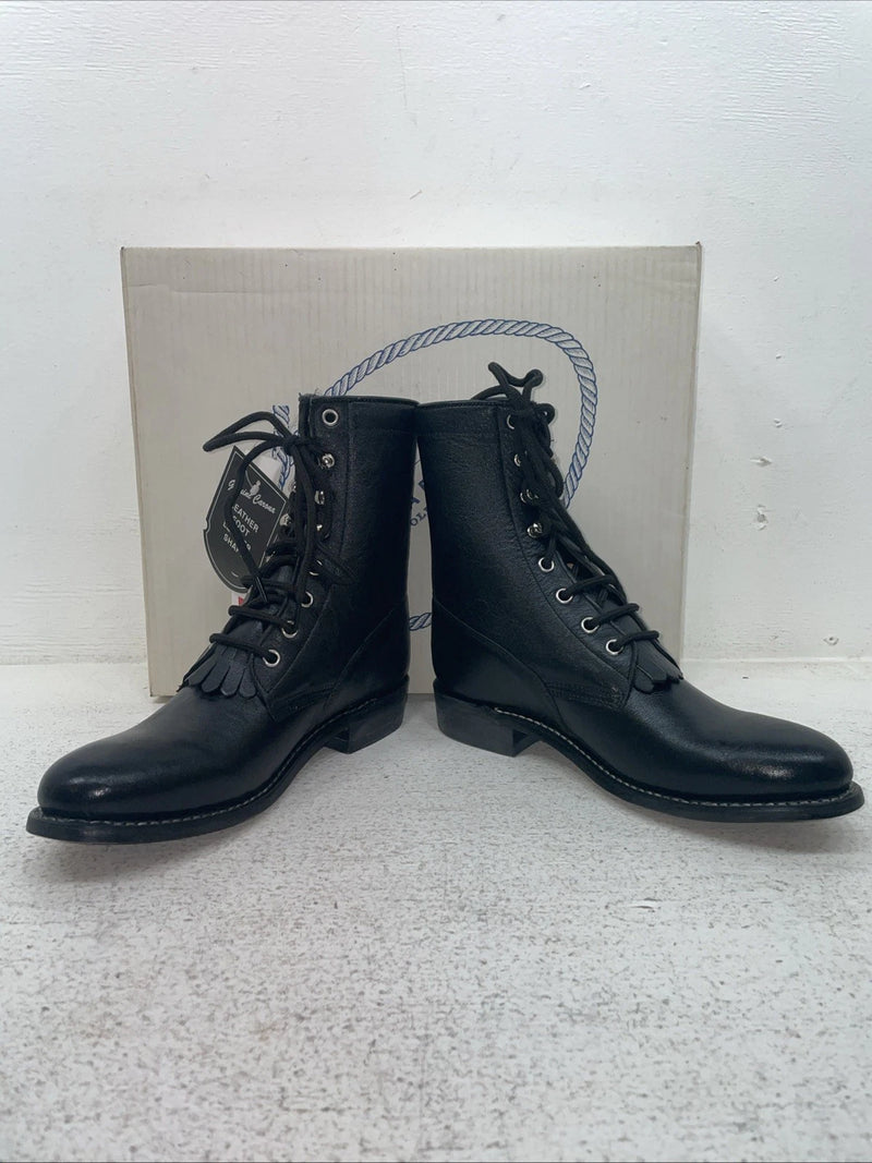 New Youth Black Lace Up A Jama Product Cowboy Boots. Y 5110 G. 2-111