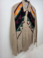 New Women’s San Angelo Brown Designed Long Sleeve Button Up Large TT-79