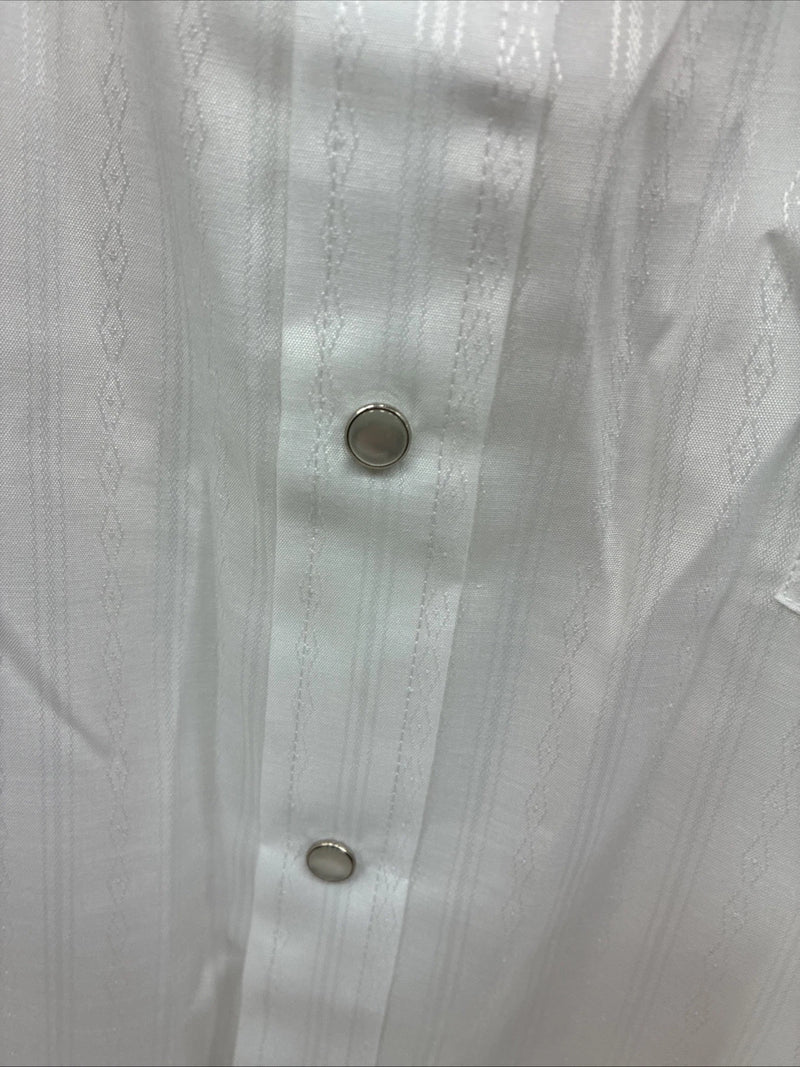 New Men’s ELY Cattleman White Stripe Long Sleeve Pearl Snap 18.5 X 35 2XL F-64