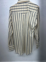 New Men’s Yellow Stripped HbarC Pearl Snap Long Sleeve Shirt 15.5x33 M I-31