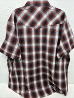 New Men’s ELY Cattleman Orange Red Flannel Short Sleeve Pearl Snap 4XL E-65