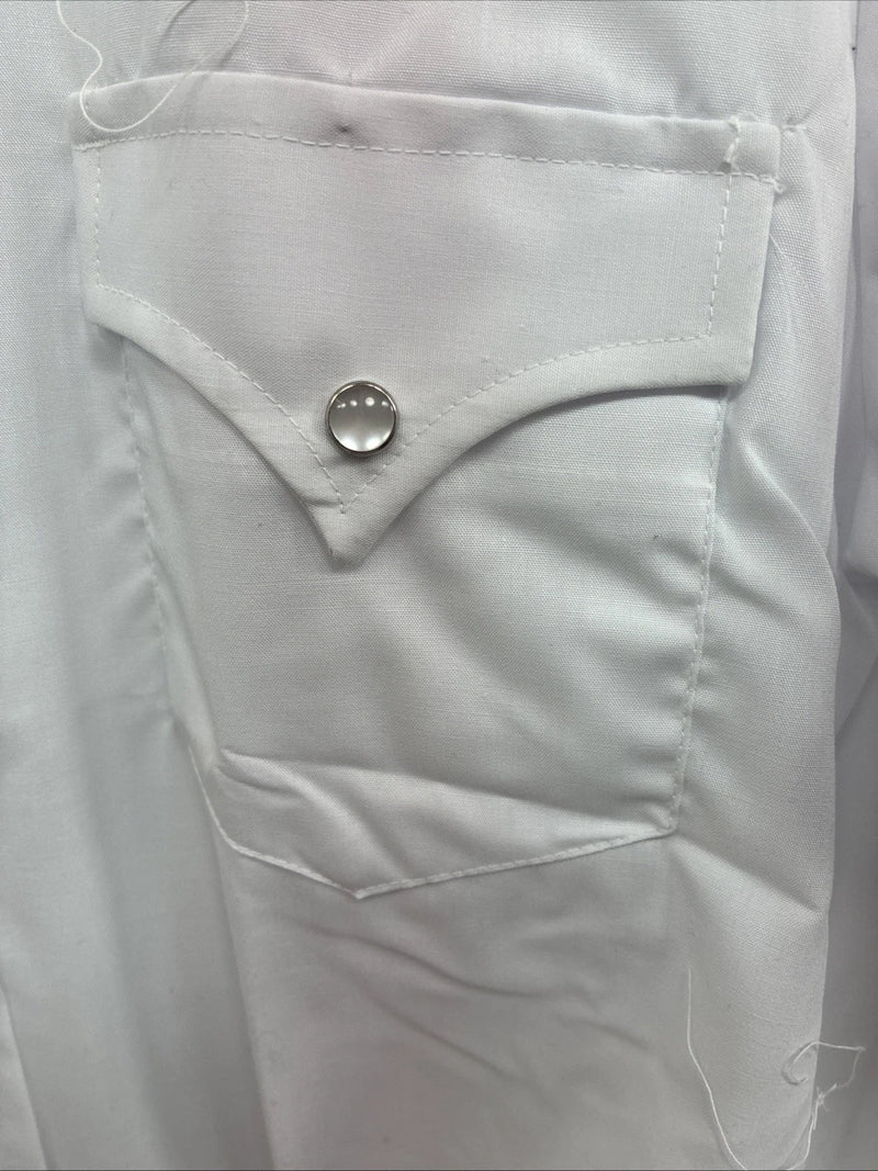 New Kids Champion Western White Long Sleeve Pearl Snap Size 16 CC-117