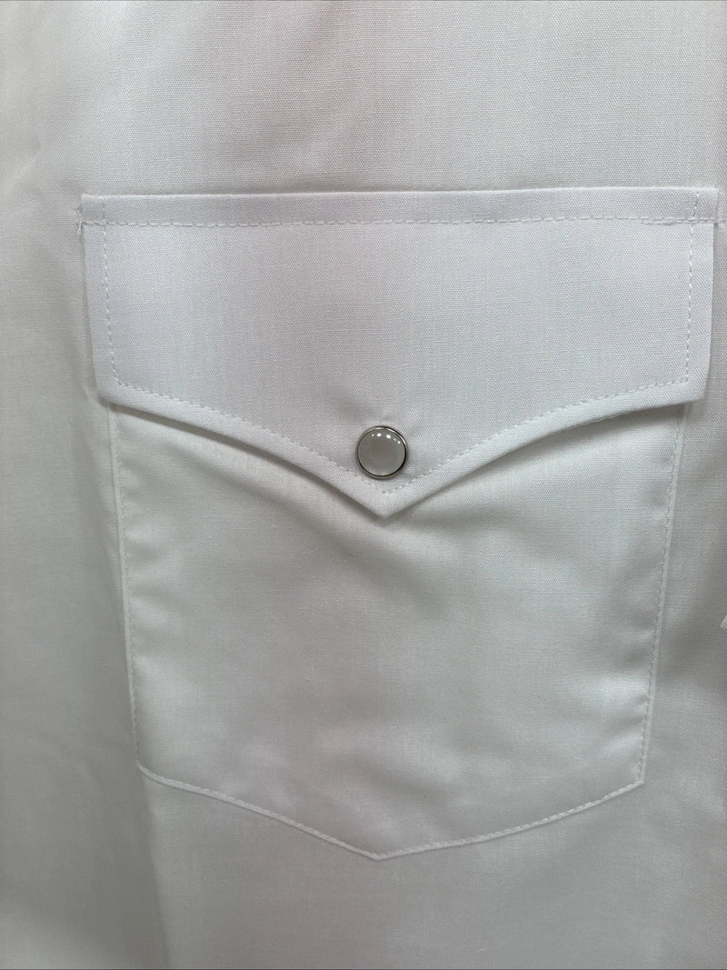 New Men’s White Horse Simple White Western Short Sleeve Pearl Snap XL T-12